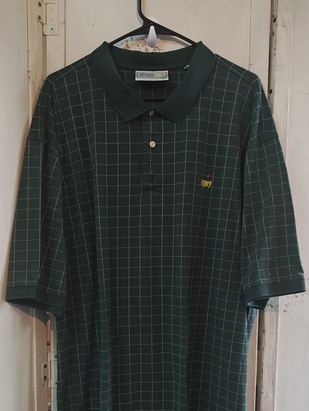 Golf Shirt Men's Dark Green Windowpane Polo Shirt By Augusta National Golf Shop